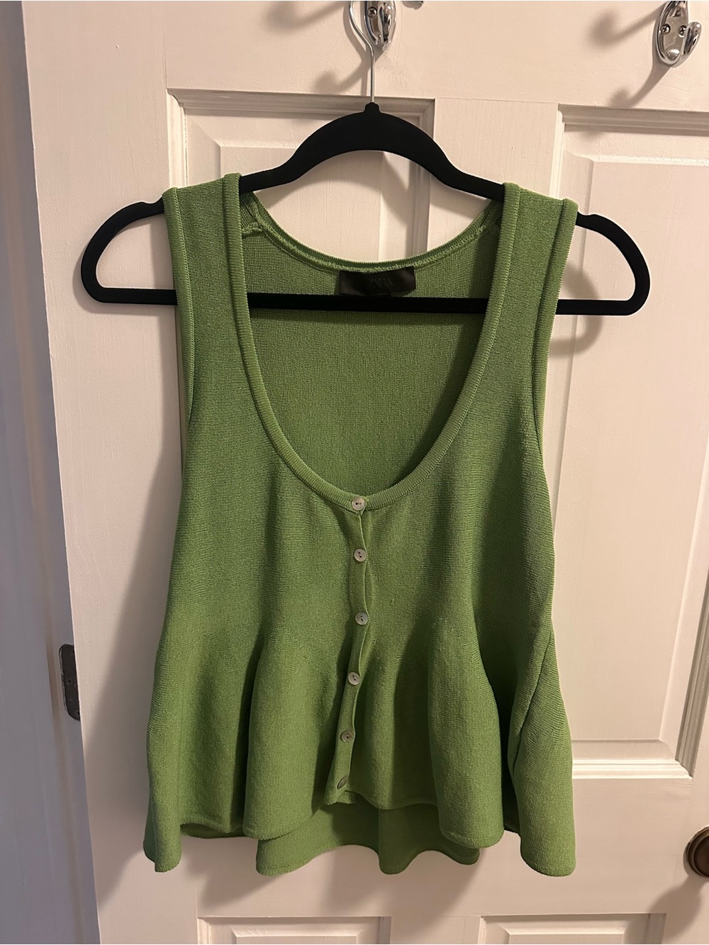 Zara - light green knit peplum top